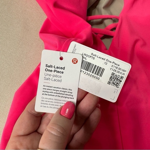Lululemon Salt Laced One Piece Swimsuit Pink Highlight Size 12 Nwt - Picture 8 of 11